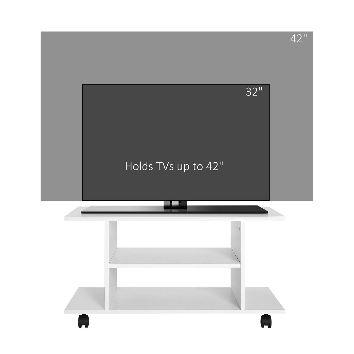 Particle Board TV Stand 80cm Wide With Storage Shelves - Velmora