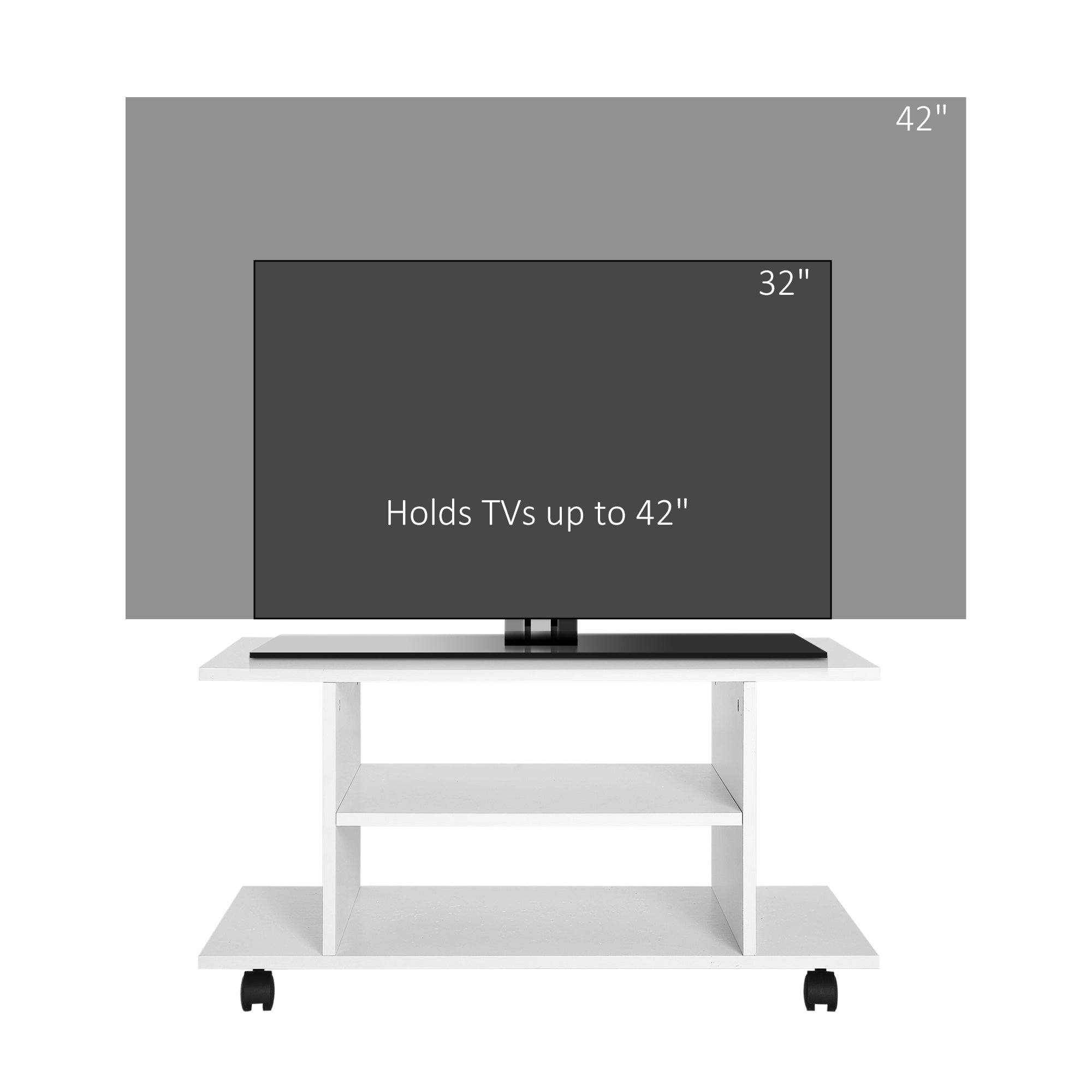 Particle Board TV Stand 80cm Wide With Storage Shelves - Velmora