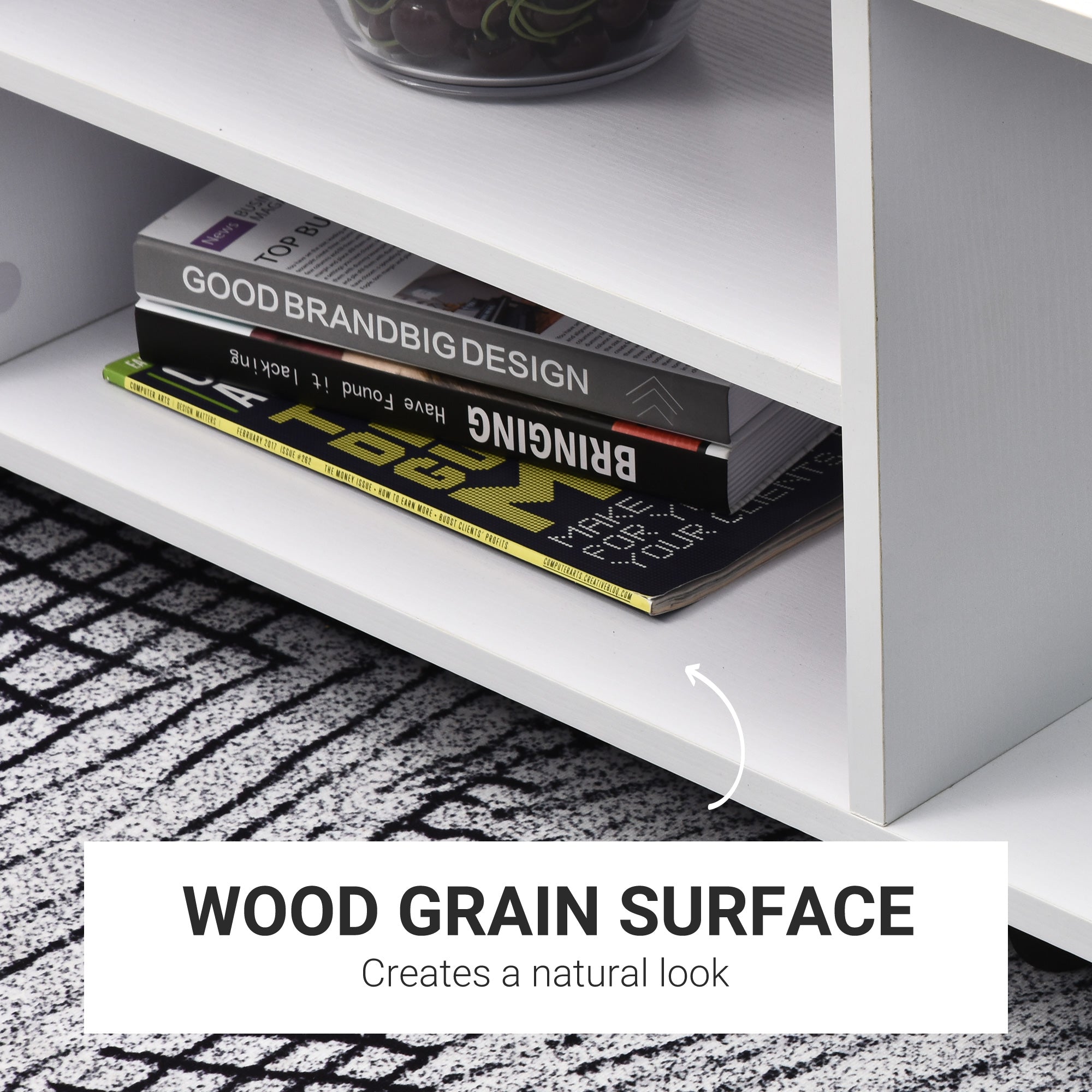 Particle Board TV Stand 80cm Wide With Storage Shelves - Velmora