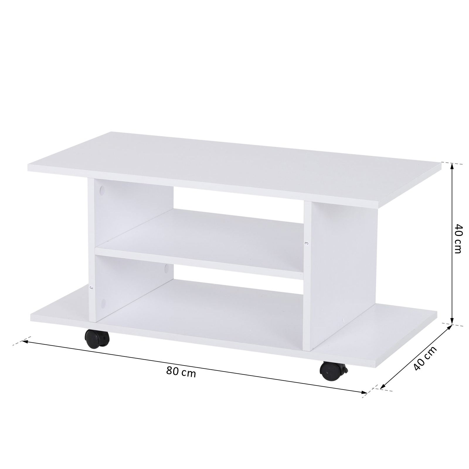 Particle Board TV Stand 80cm Wide With Storage Shelves - Velmora