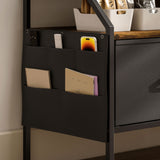 Wooden TV Stand 98cm Wide With 2 Drawers And Metal Frame - Velmora