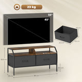 Wooden TV Stand 98cm Wide With 2 Drawers And Metal Frame - Velmora