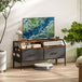 Wooden TV Stand 98cm Wide With 2 Drawers And Metal Frame - Velmora