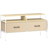 Wooden TV Stand 98cm Wide With 2 Drawers And Metal Frame - Velmora