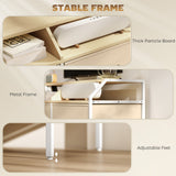 Wooden TV Stand 98cm Wide With 2 Drawers And Metal Frame - Velmora