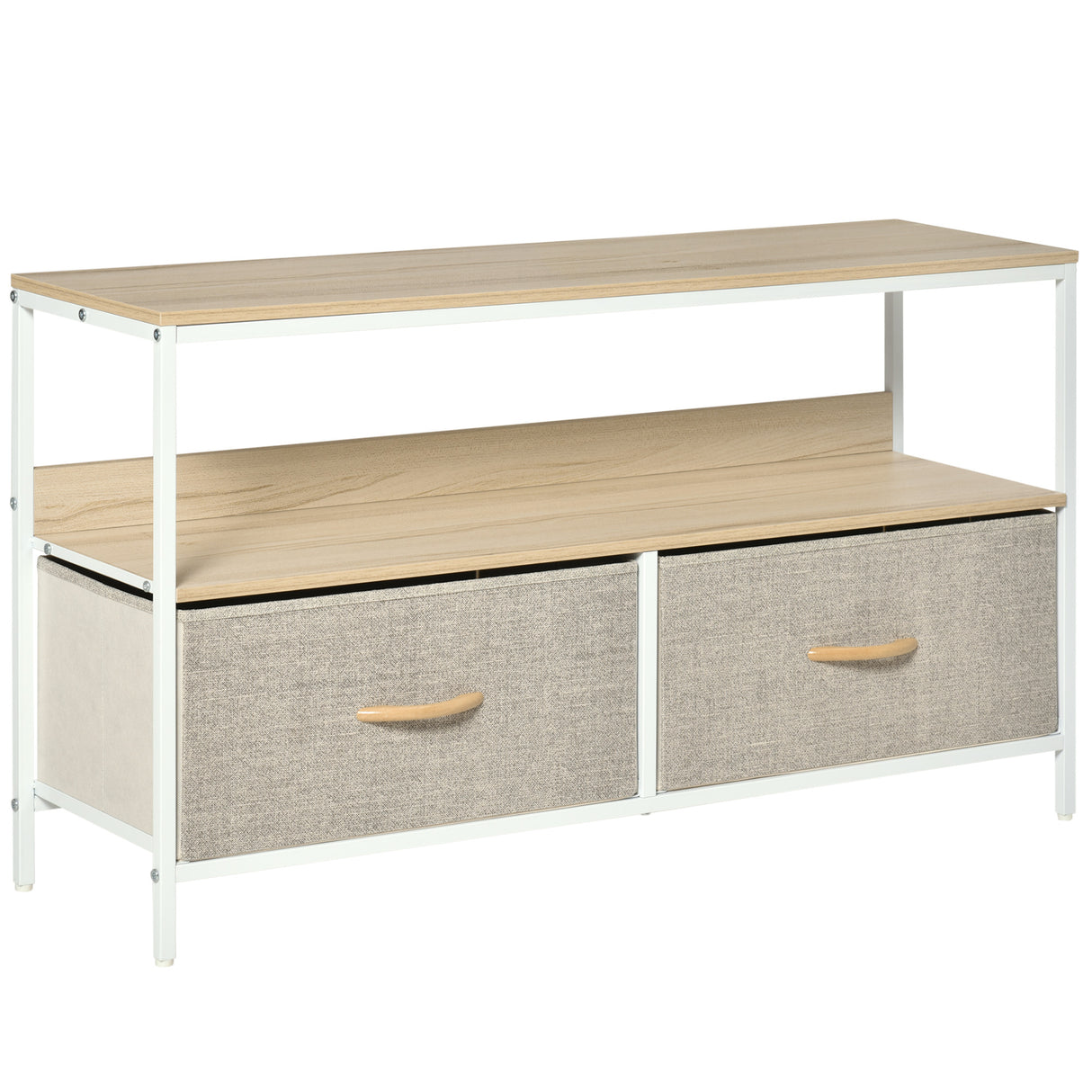 Particle Board TV Stand 98cm Wide With 2 Foldable Drawers - Velmora