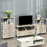 Particle Board TV Stand 98cm Wide With 2 Foldable Drawers - Velmora