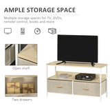 Particle Board TV Stand 98cm Wide With 2 Foldable Drawers - Velmora