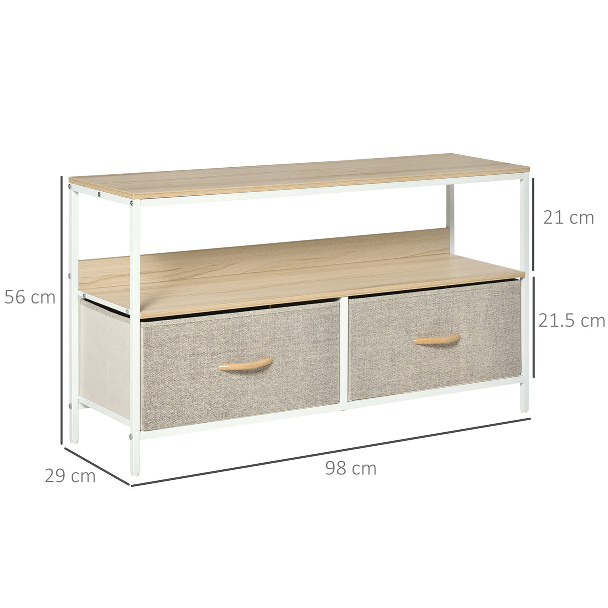 Particle Board TV Stand 98cm Wide With 2 Foldable Drawers - Velmora