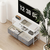 Particle Board TV Stand 98cm Wide With 2 Foldable Drawers - Velmora