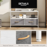Particle Board TV Stand 98cm Wide With 2 Foldable Drawers - Velmora