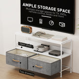 Particle Board TV Stand 98cm Wide With 2 Foldable Drawers - Velmora
