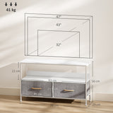Particle Board TV Stand 98cm Wide With 2 Foldable Drawers - Velmora