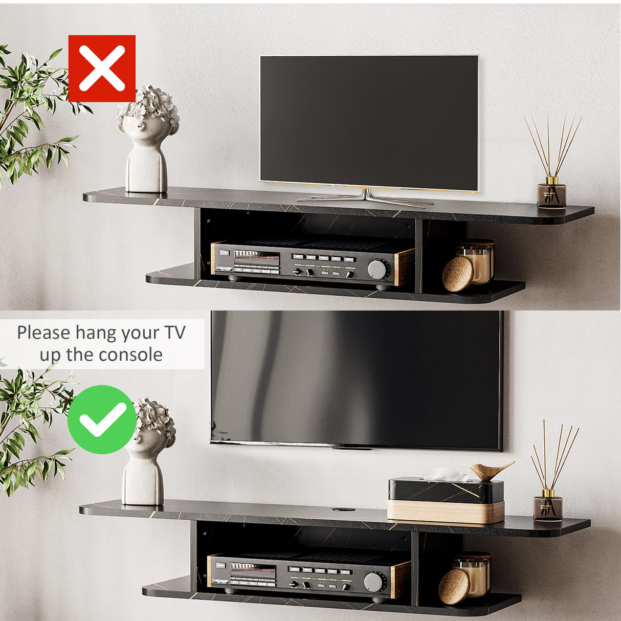 Particleboard Wall Mounted Floating TV Stand 105cm Wide - Velmora
