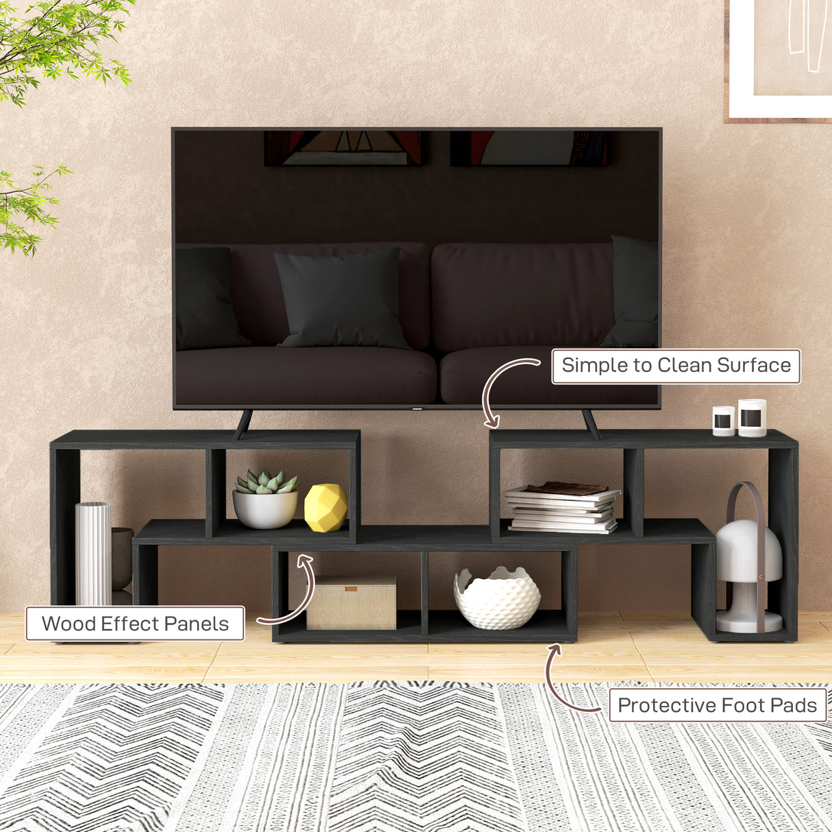 Particle Board Wall Mounted TV Stand 180cm Wide - Velmora