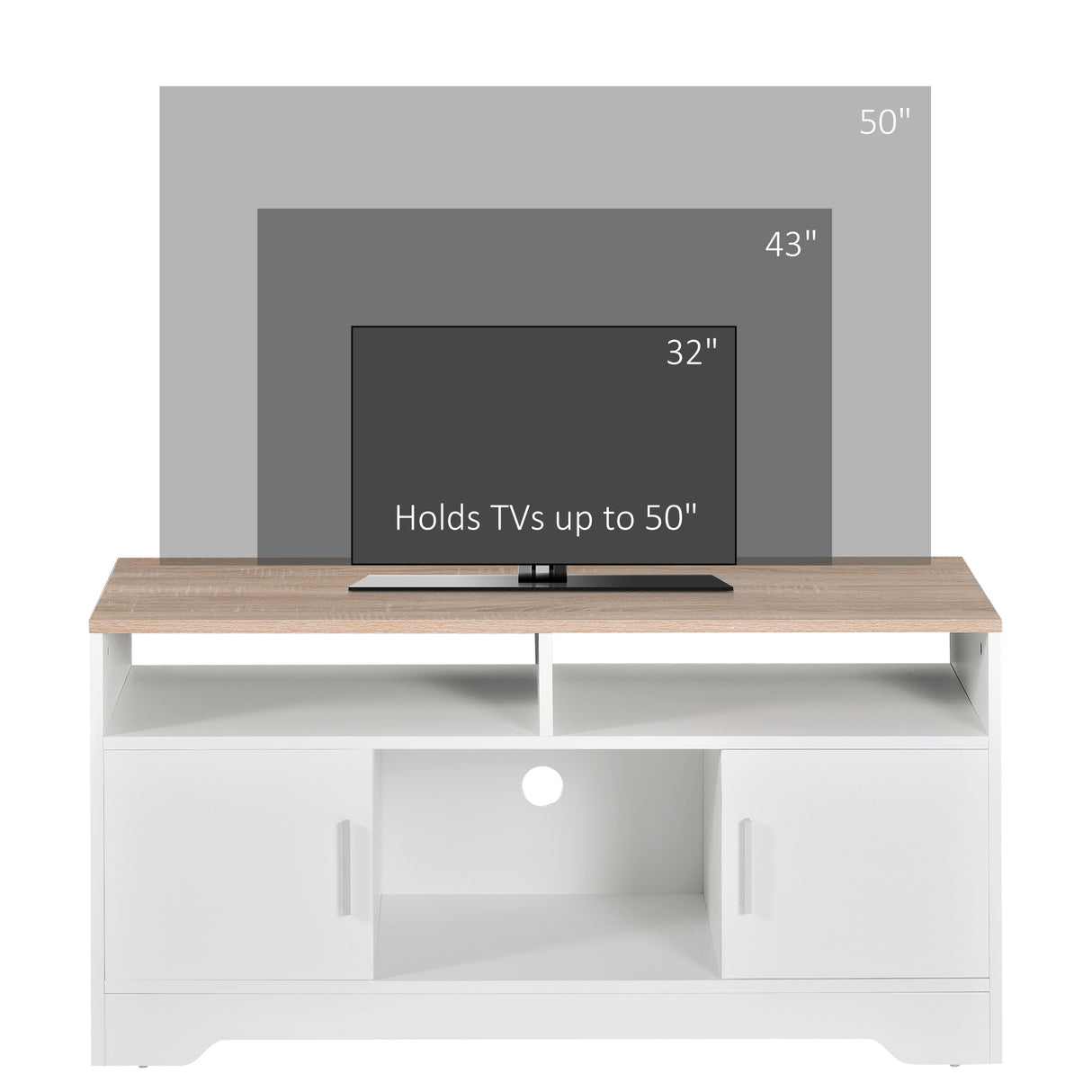 Particle Board TV Stand 105cm Wide With 2 Doors - Velmora