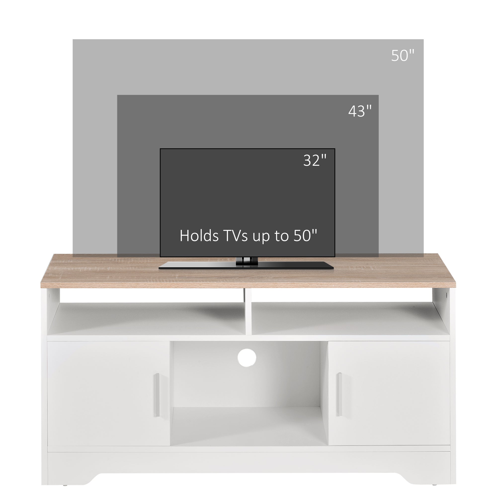 Particle Board TV Stand 105cm Wide With 2 Doors - Velmora