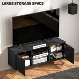 Particle Board TV Stand 120cm Wide With 2 Doors With Gold Legs - Velmora