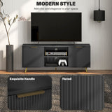 Particle Board TV Stand 120cm Wide With 2 Doors With Gold Legs - Velmora