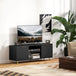 Particle Board TV Stand 120cm Wide With 2 Doors With Gold Legs - Velmora