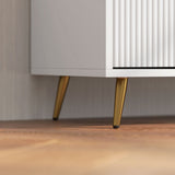 Particle Board TV Stand 120cm Wide With 2 Doors With Gold Legs - Velmora