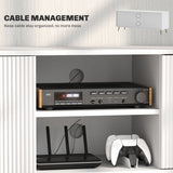 Particle Board TV Stand 120cm Wide With 2 Doors With Gold Legs - Velmora