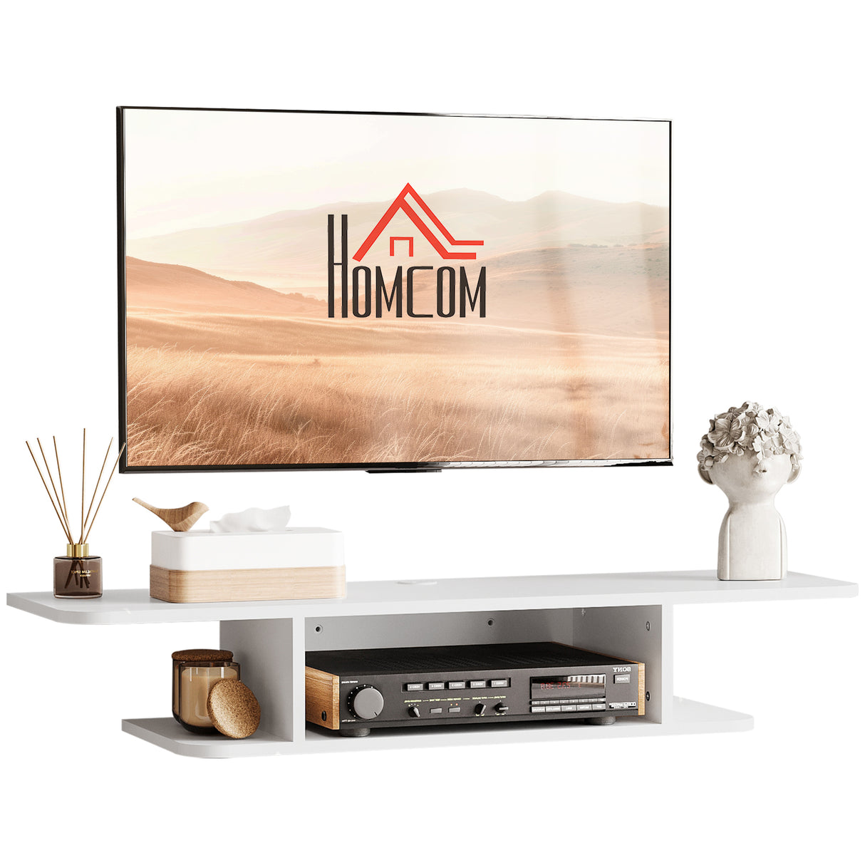 Particleboard Wall Mounted Floating TV Stand 105cm Wide - Velmora