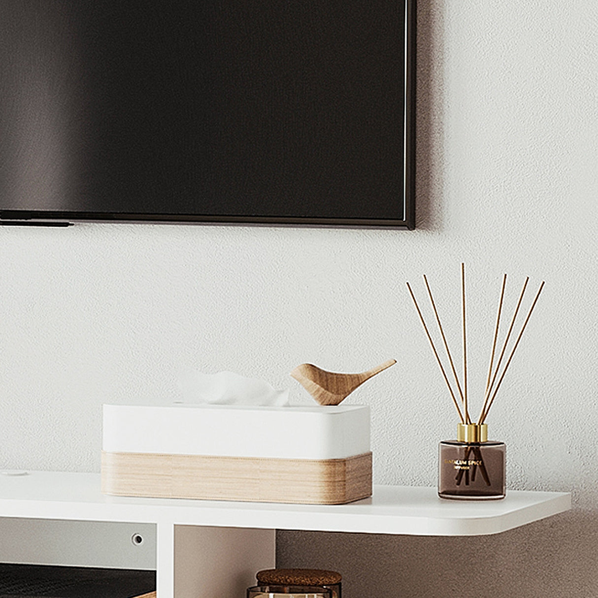 Particleboard Wall Mounted Floating TV Stand 105cm Wide - Velmora