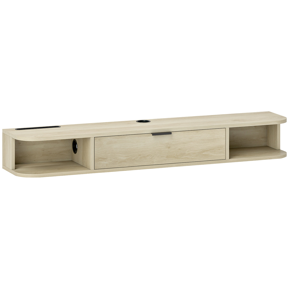 Particle Board Wall Mounted Floating TV Stand 120cm Wide With Flip Up Drawer - Velmora