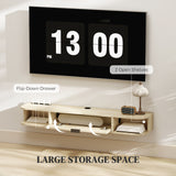 Particle Board Wall Mounted Floating TV Stand 120cm Wide With Flip Up Drawer - Velmora