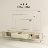 Particle Board Wall Mounted Floating TV Stand 120cm Wide With Flip Up Drawer - Velmora