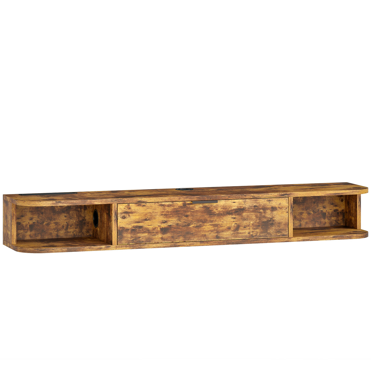 Particle Board Wall Mounted Floating TV Stand 120cm Wide With Flip Up Drawer - Velmora