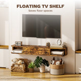 Particle Board Wall Mounted Floating TV Stand 120cm Wide With Flip Up Drawer - Velmora