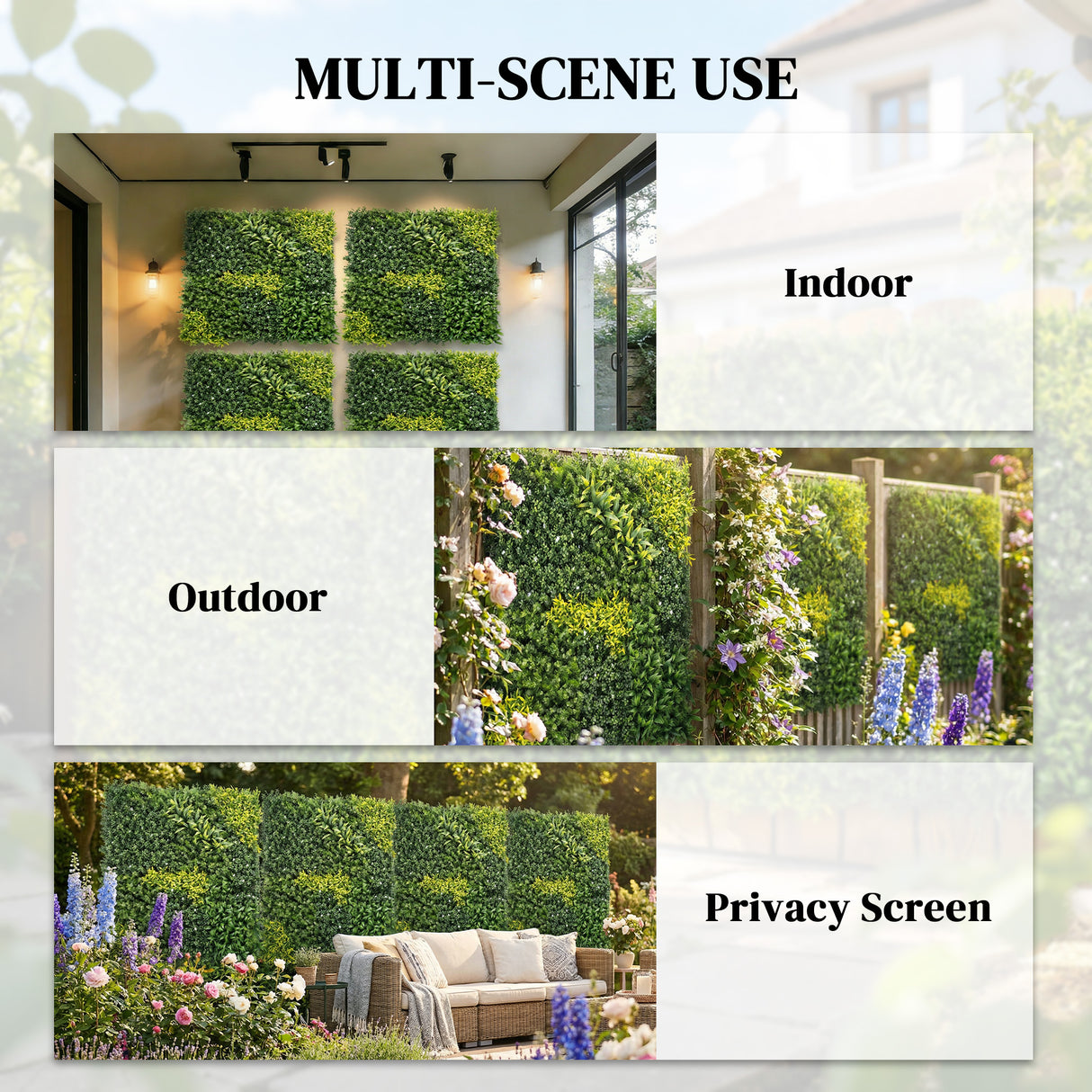 PE Artificial Grass Backdrop Wall Panel 100cm Wide - Velmora