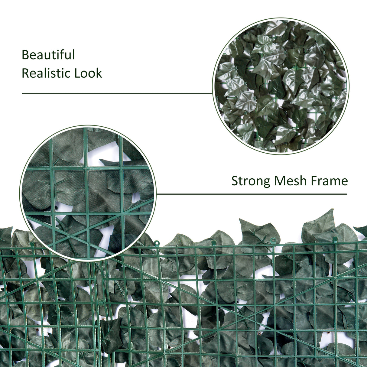 PE Artificial Leaf Hedge Screen Privacy Garden Fence Panel 240cm Wide x 100 High - Velmora