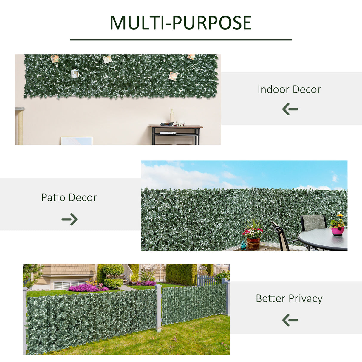 PE Artificial Leaf Hedge Screen Privacy Garden Fence Panel 240cm Wide x 100 High - Velmora