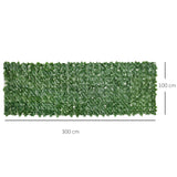 PE Artificial Leaf Hedge Screen Privacy Garden Fence Panel 300cm Wide x 100 High - Velmora
