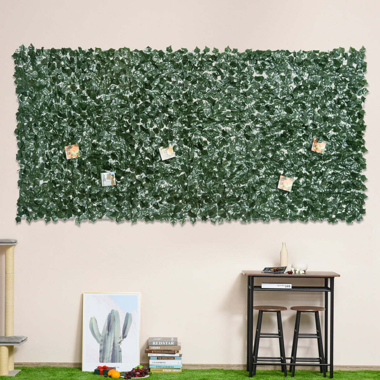 PE Artificial Leaf Hedge Screen Privacy Garden Fence Panel 300cm Wide x 150 High - Velmora