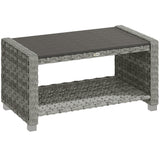 PE Rattan Outdoor Garden Coffee Table With Storage Shelf - Velmora