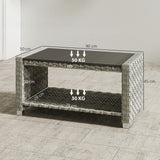 PE Rattan Outdoor Garden Coffee Table With Storage Shelf - Velmora