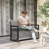 PE Rattan Outdoor Garden Bench 151.5Ltr With Storage - Velmora