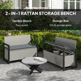 PE Rattan Outdoor Garden Bench 151.5Ltr With Storage - Velmora