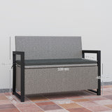 PE Rattan Outdoor Garden Bench 151.5Ltr With Storage - Velmora