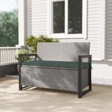 PE Rattan Outdoor Garden Bench 151.5Ltr With Storage - Velmora