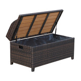 PE Rattan Outdoor Garden Storage Box 130Ltr - Velmora