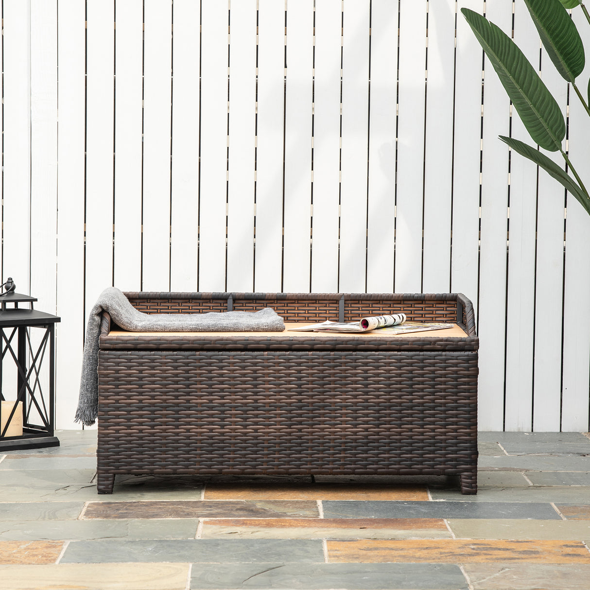 PE Rattan Outdoor Garden Storage Box 130Ltr - Velmora
