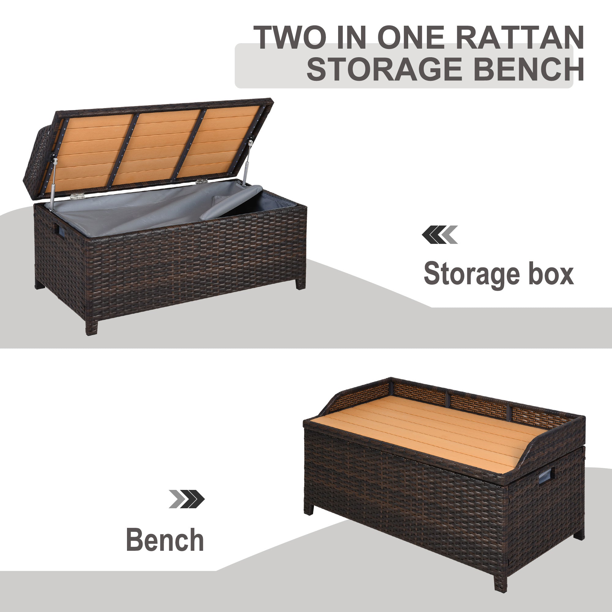 PE Rattan Outdoor Garden Storage Box 130Ltr - Velmora