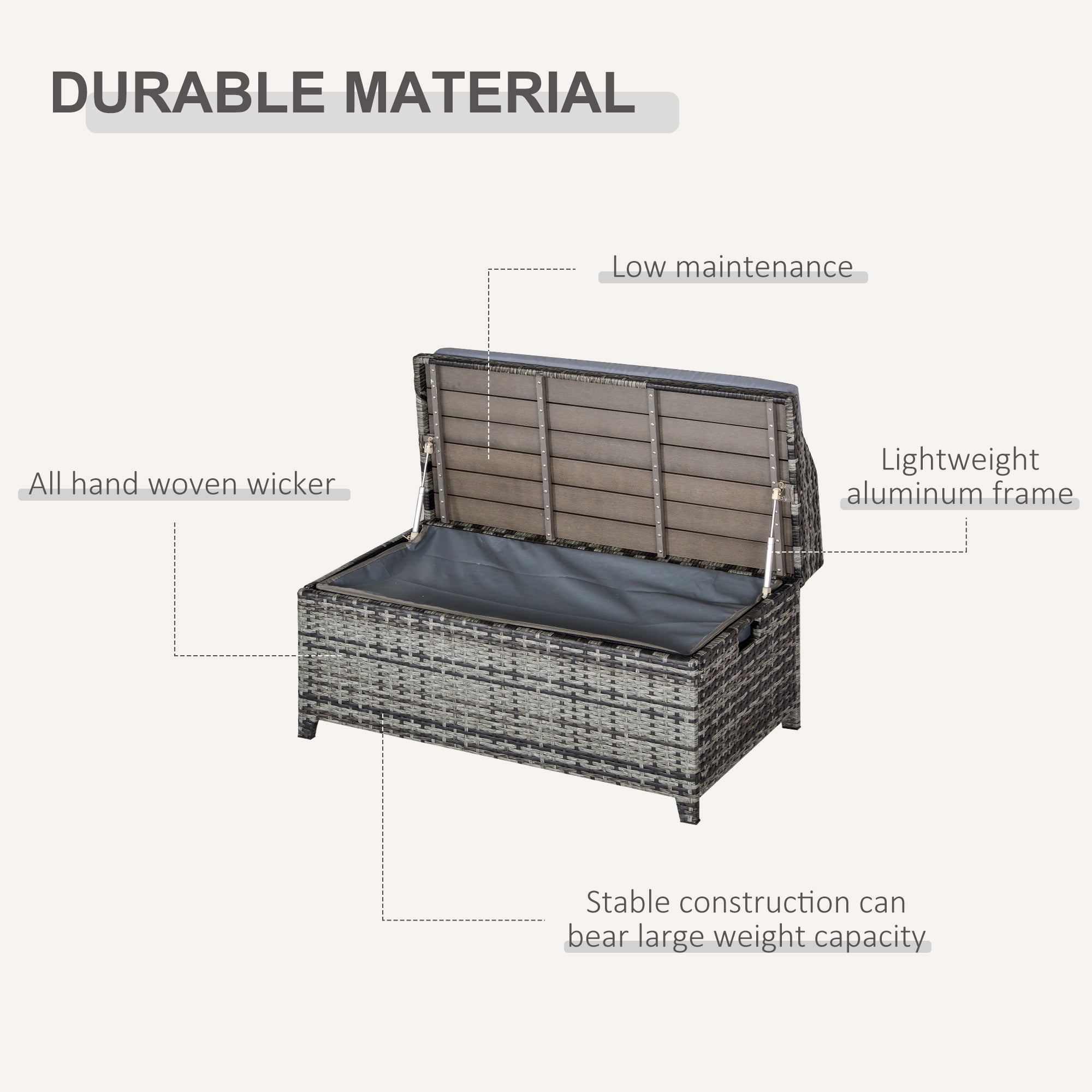 PE Rattan Outdoor Garden Storage Box 130Ltr - Velmora