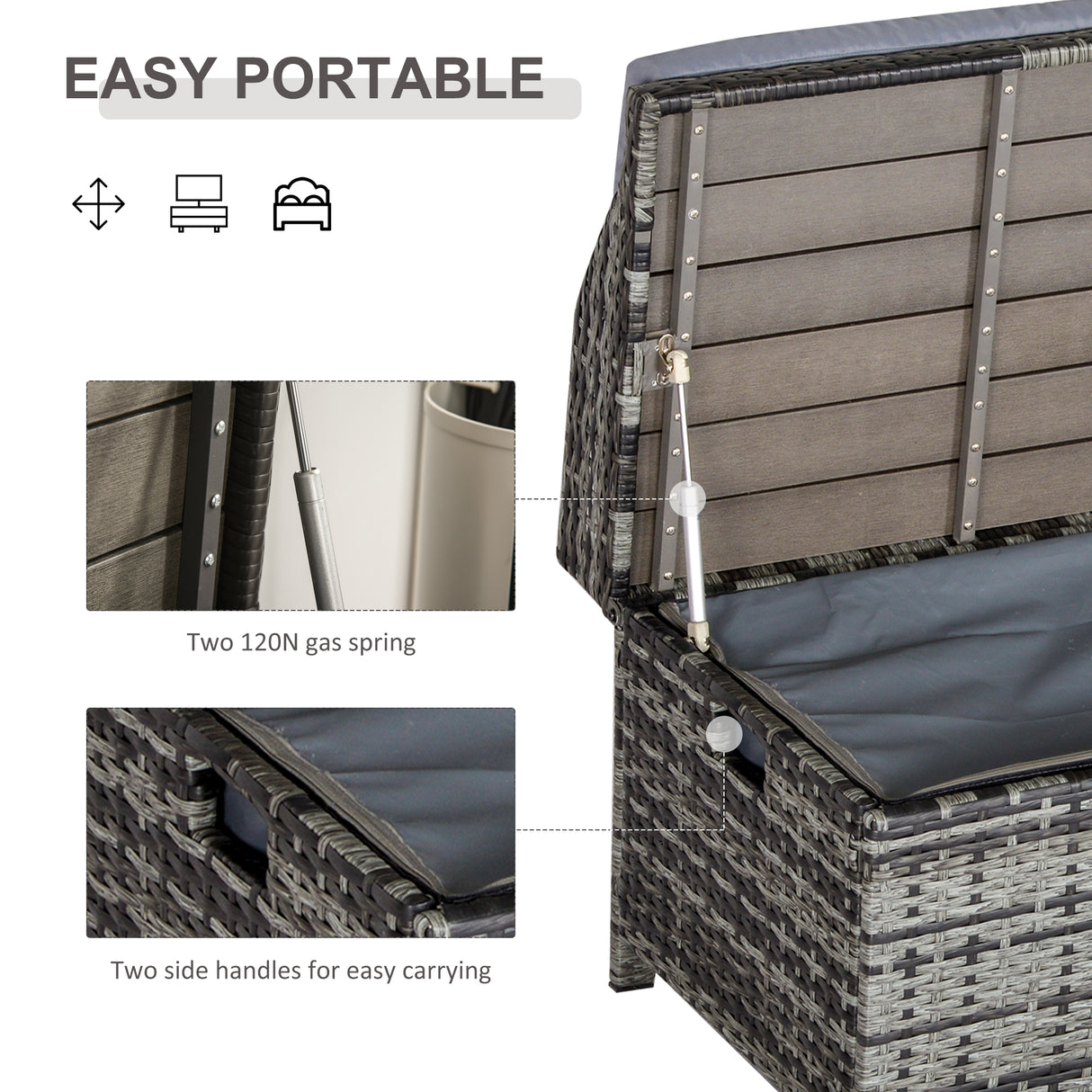 PE Rattan Outdoor Garden Storage Box 130Ltr - Velmora