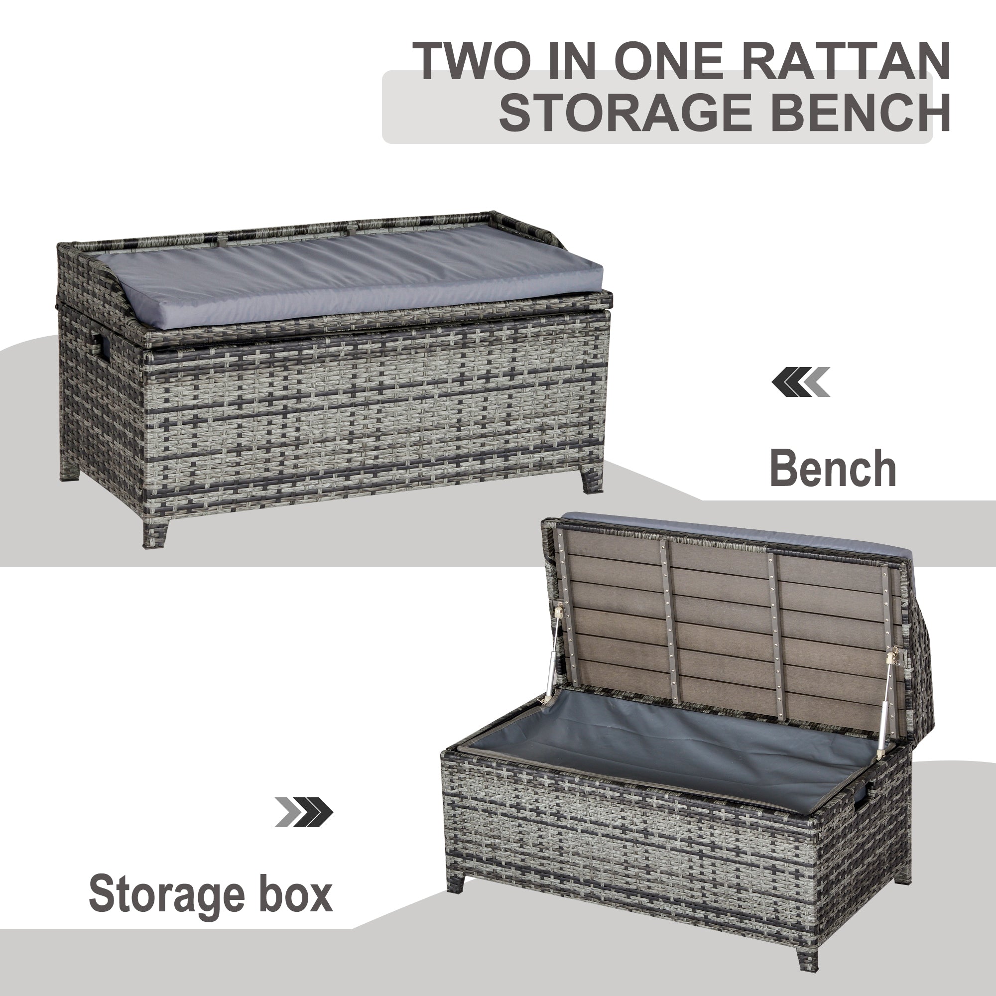 PE Rattan Outdoor Garden Storage Box 130Ltr - Velmora
